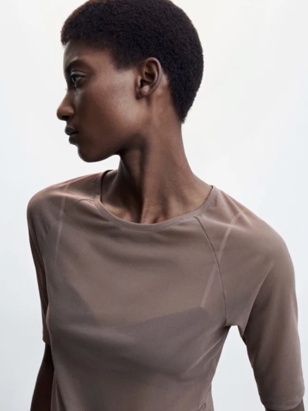Mango Semi-Transparent Bra Top – Size S Nude color